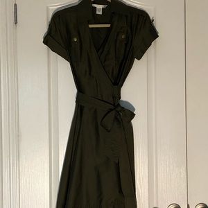 DVF khaki wrap dress size 2